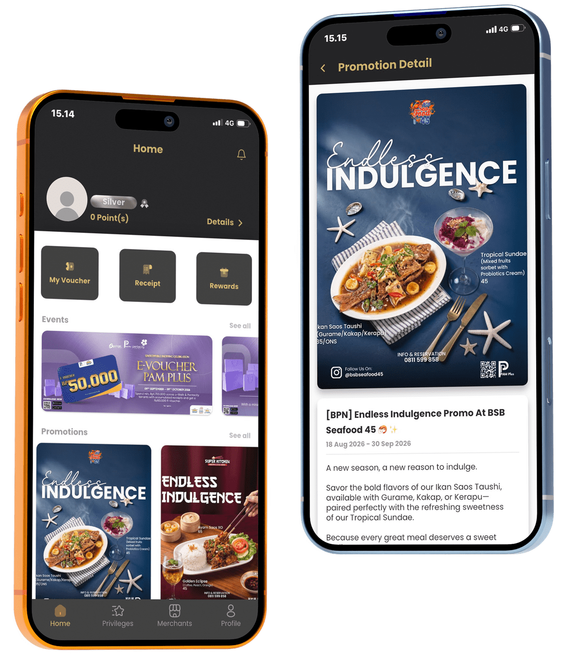 PAM Plus home screen and promotion detail screen
