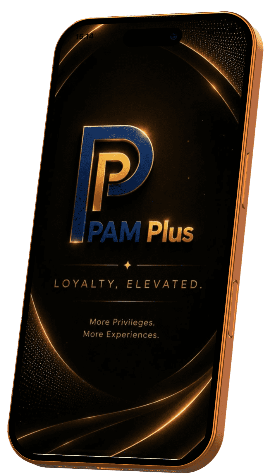 PAM Plus app splash screen: Loyalty, Elevated